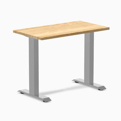 Desky Zero Mini Hardwood Office Desk-Fixed Desks-Desky-White Oak-900x500mm-Grey-Desky® Australia