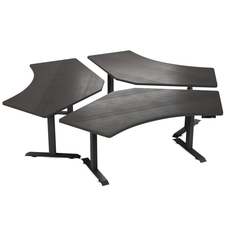Desky Dual 120 Adjustable Standing Desk Burnished Wood Triple - Desky