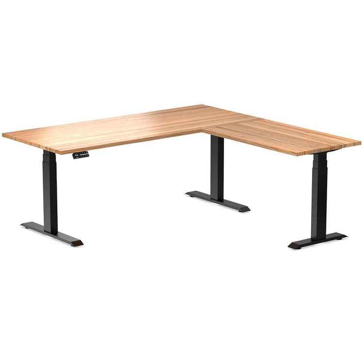 Desky Hardwood L-Shape Sit Stand Desk