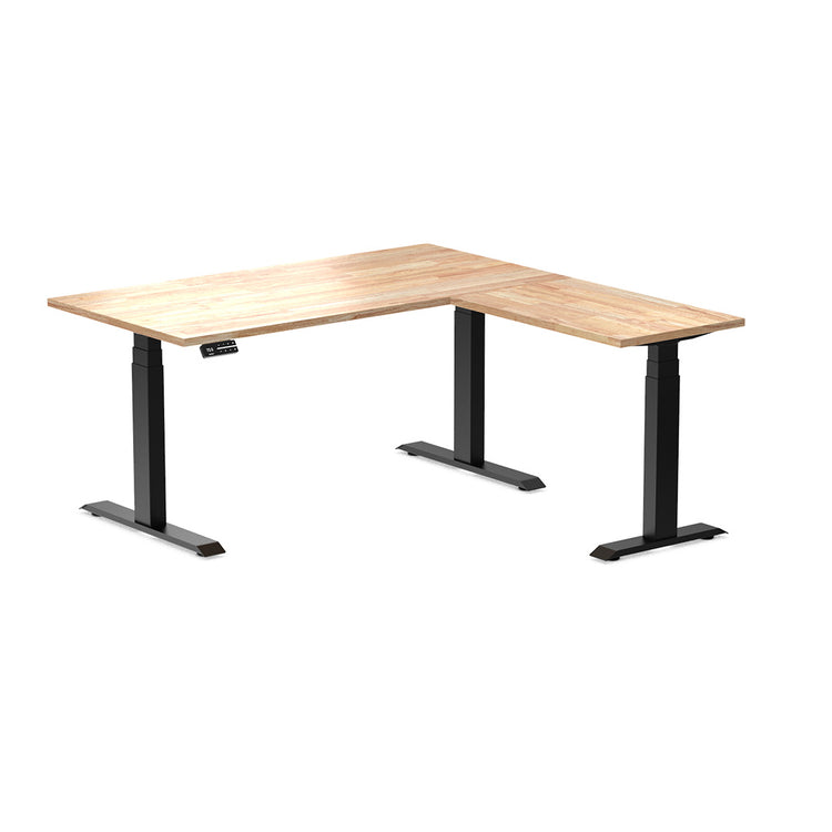 Desky Rubberwood L-Shape Sit Stand Desk