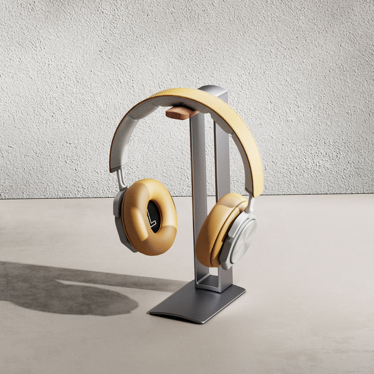 solid wood and aluminium headphone stand