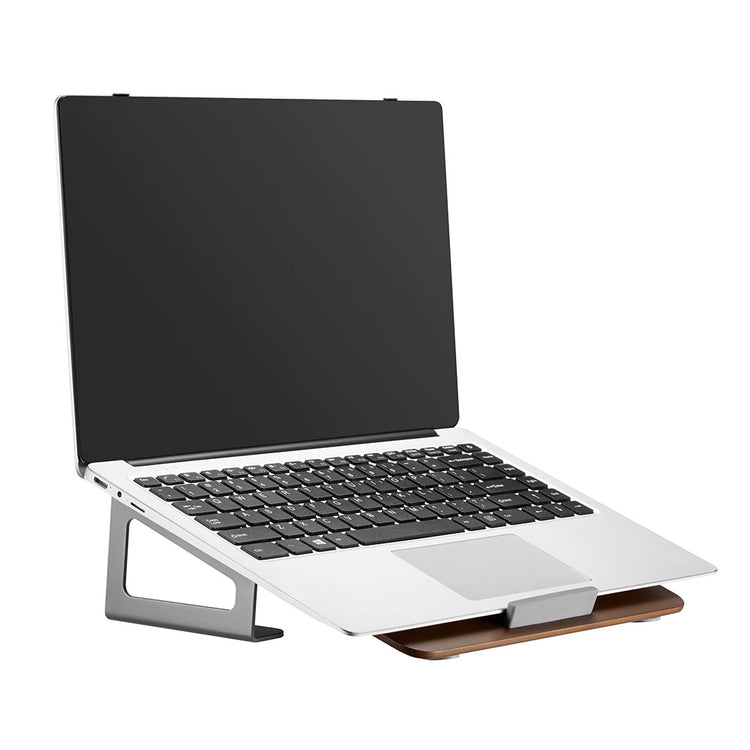 ergonomic wood and aluminium laptop stand 