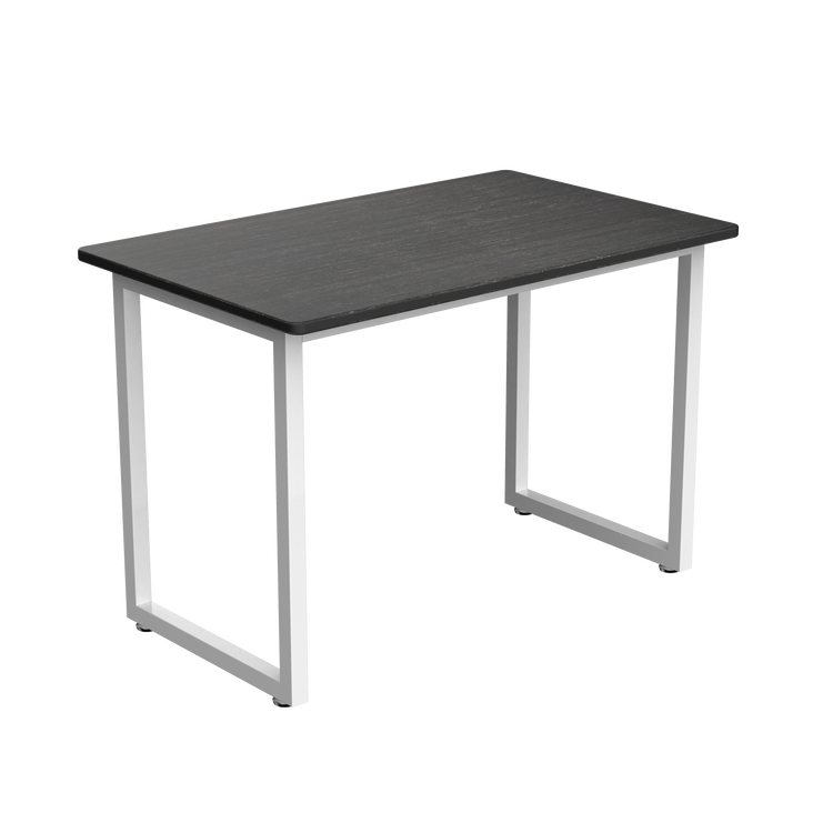 Desky Fixed Office Side Table Dark Bamboo White - Desky