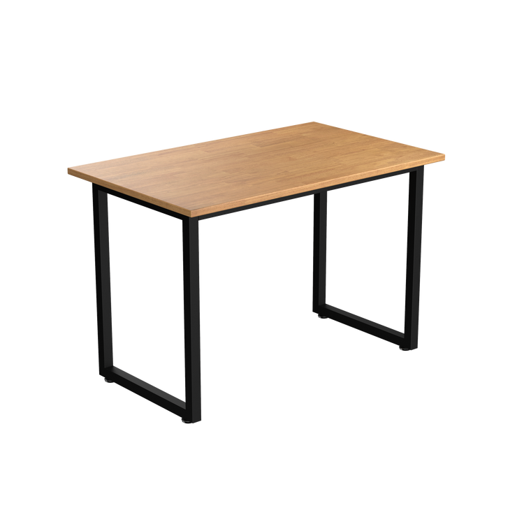 Desky Fixed Office Side Table Light Oak Rubberwood Matte Black - Desky