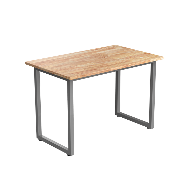 Desky Fixed Office Side Table Natural Rubberwood Grey - Desky