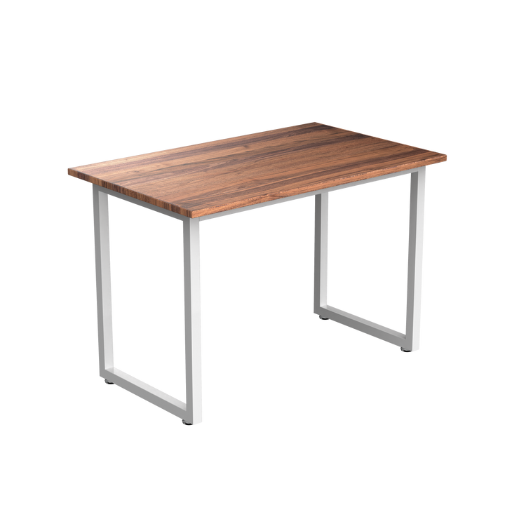 Desky Fixed Office Side Table Walnut Hardwood White - Desky